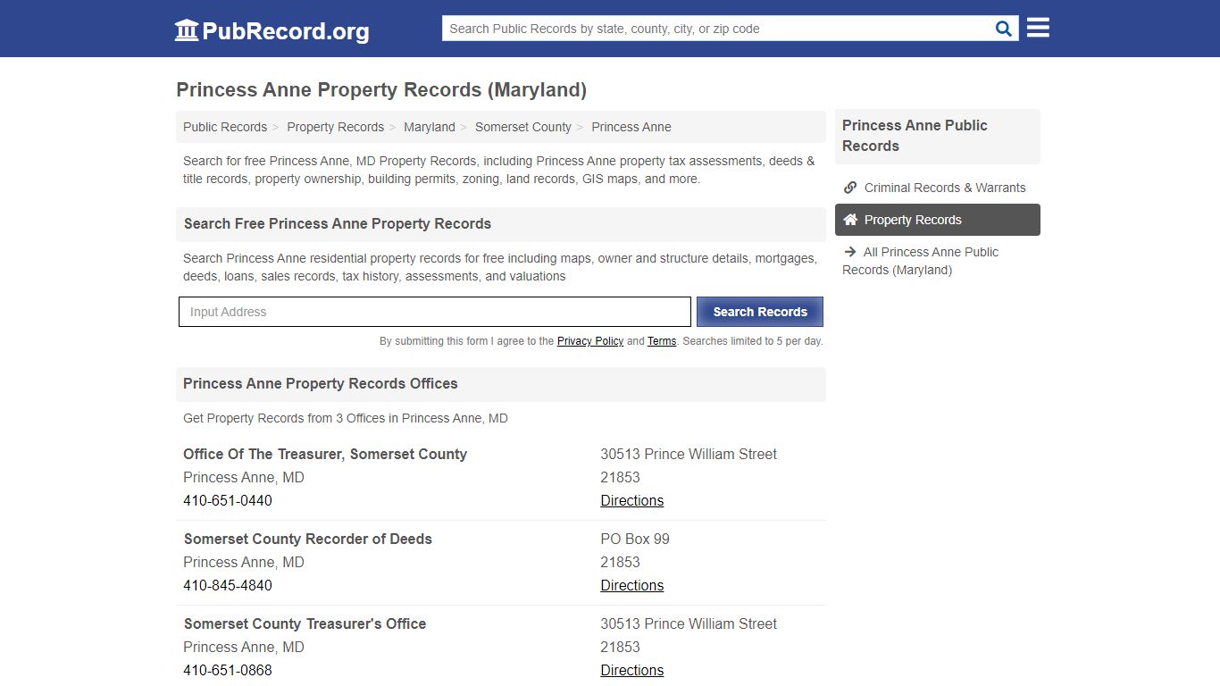Princess Anne Property Records (Maryland) - PubRecord.org