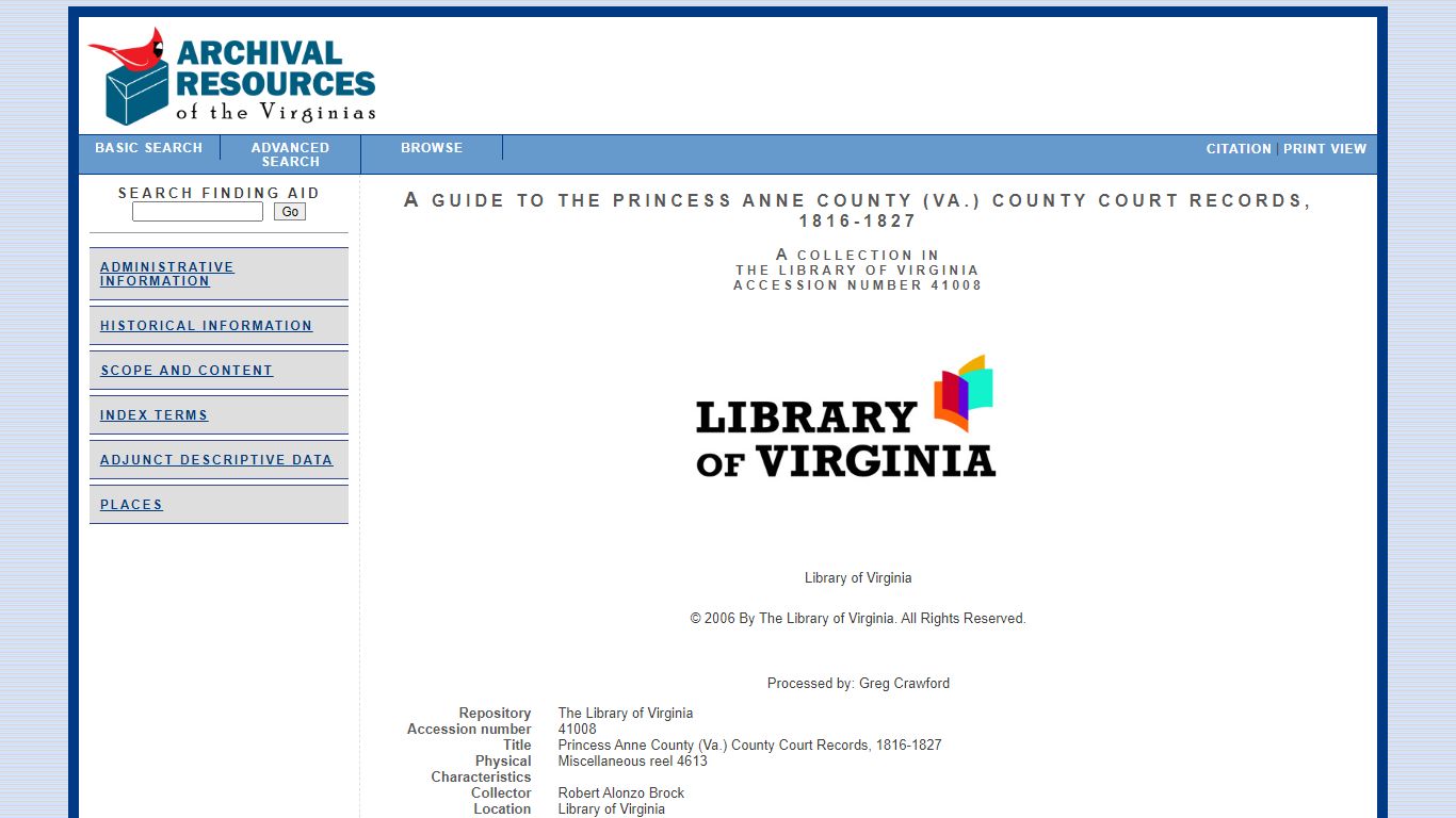 A Guide to the Princess Anne County (Va.) County Court Records, 1816 ...
